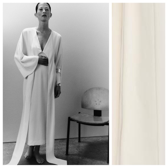 Zara Dresses & Skirts - Zara Cream Midi Dress with Long Sash